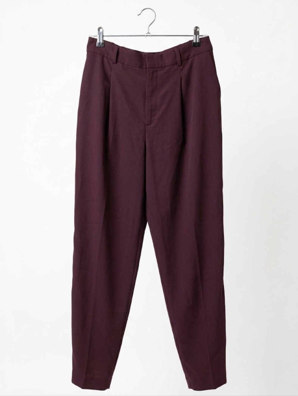 UNIQLO High-Waist Tapered Pleated Pants / Trousers - Deep Burgundy, Size M